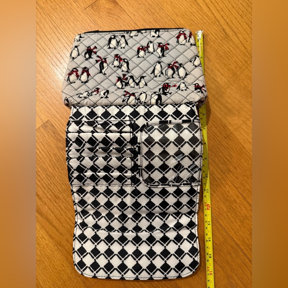 Vera Bradley 5 Brush Makeup Cosmetic Bag Playful Penguins Gray - Picture 5 of 7